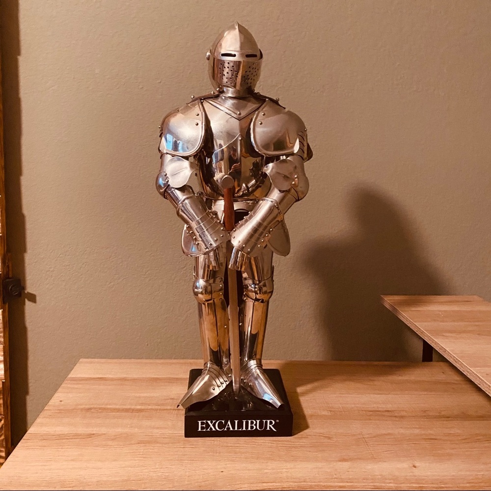 Chrome Excalibur statue